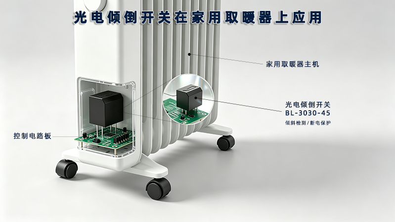 光电倾倒开关提升取暖器居家使用安全性