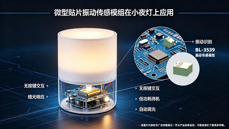 微型贴片振动传感模组赋能智能小夜灯创新应用