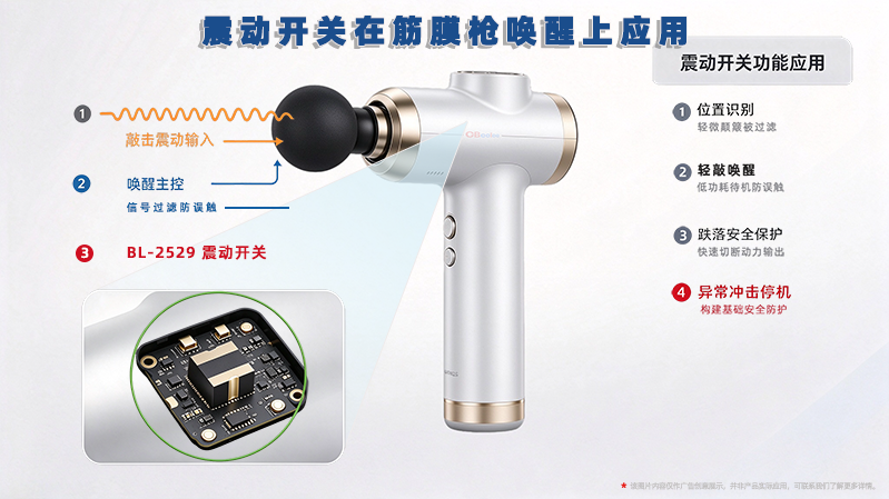 震动开关传感技术在便携筋膜枪唤醒模块应用